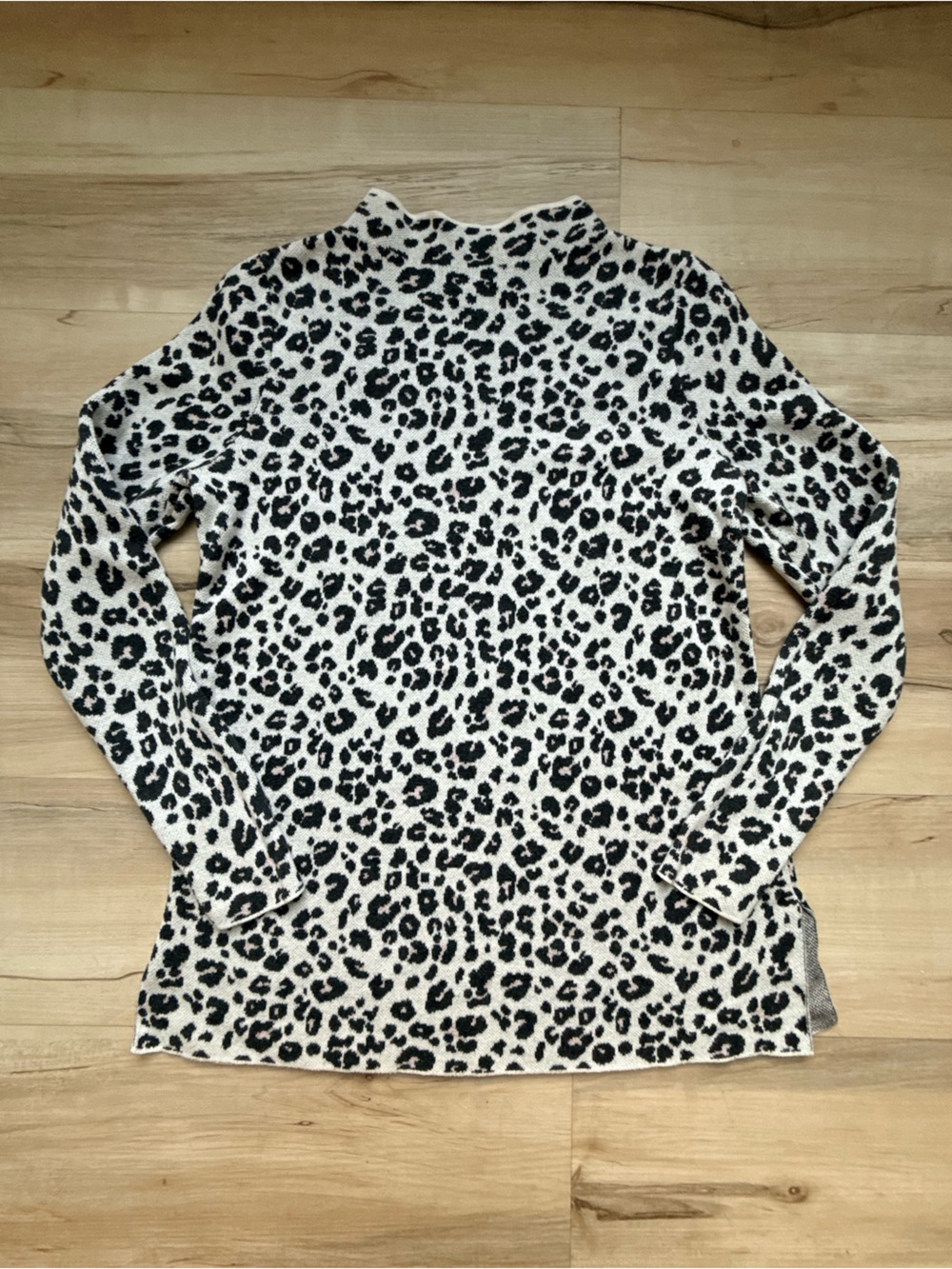 LOFT Petite Leopard-Print Knit Top in Black and Cream